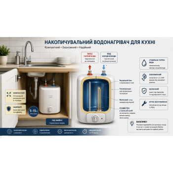 Як вибрати накопичувальний водонагрівач для кухні.