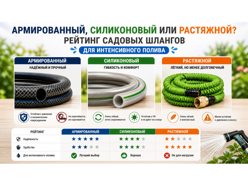 Армированный, силиконовый или растяжной? Рейтинг садовых шлангов для интенсивного полива.
